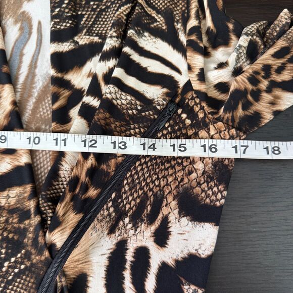 Joseph Ribkoff Top Womens 6 Leopard Snake Zipper Asymmetric Blouse Art to Wear - Picture 9 of 11